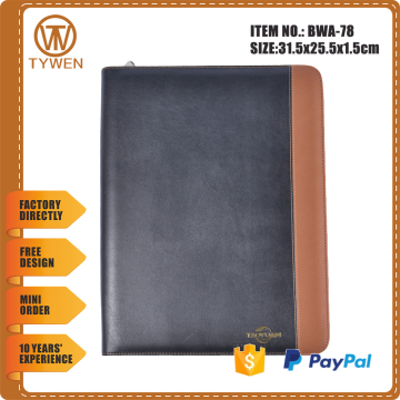 BWA-78 High Quality Leather Personalized File Folder/portfolio with card holders