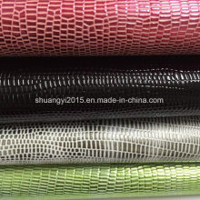Snake Pattern Metal Surface PU Leaher for Shoes