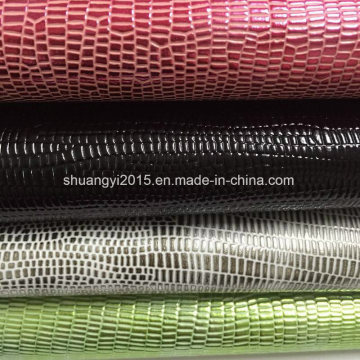 Snake Pattern Metal Surface PU Leaher for Shoes