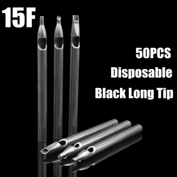 50PCS Black Tattoo Tips 15FT Disposable Plastic Tattoo Long Tips Nozzle Tube For Tattoo Supplies Free Shipping