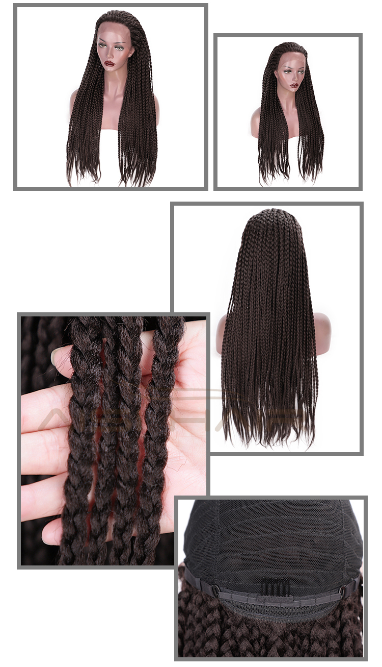 Aisi Hair Long Twist Braided Brown Wig Glueless Synthetic Lace Front Wig Senegalese Twist Box Braids Hair Wigs For Black Women