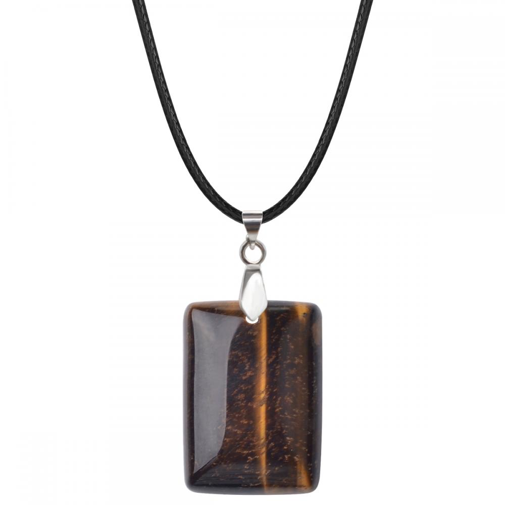 Tiger Eye 25x35mm Collar colgante de piedra rectangular para mujeres hombres