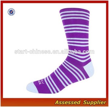 Purple Fashion Striped Socks Colorful Patterned Cotton Crew Socks /Fashion Cotton Dress Pattern Socks For Men