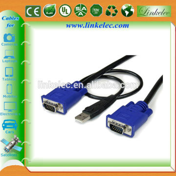 2-in-1 USB KVM cables KVM VGA 15 Pin Male to Male Cable for keyword and mouse