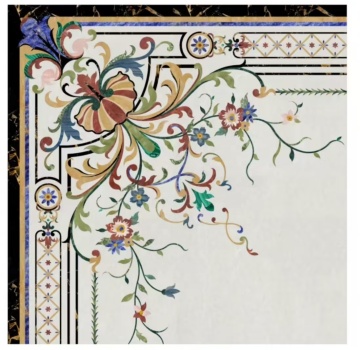 Customized Nature Stone Inlay: Waterjet Flower Medallion Design