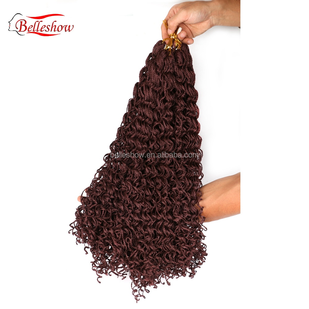 Hot sell extensions 20 inch new micro knot  curly  long crochet synthetic braiding hair curly 3x box braid hair zizi box braid