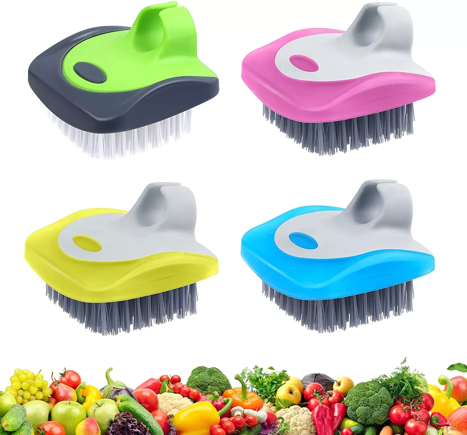Topwill 2022 Hot Sale Kitchen Cleaning Tools Mushroom Vegetable Brush Durable Plastic Fruit and Vegetable Cleaning Brush