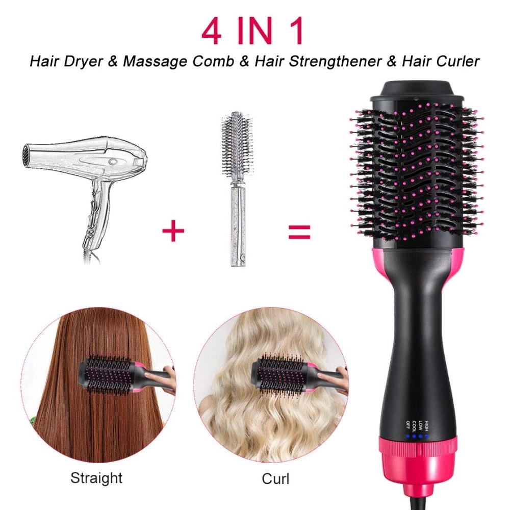 Electric Comb 2 IN 1 Hair Dryer Straight Hair Brush Hair Curlers Rollers