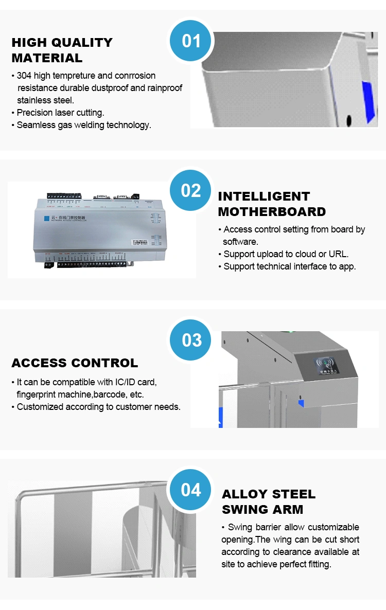 Silvery 304 Stainless Steel Turnstile Qr Code Reader Access Control System