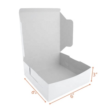 Foldable White Cake and Pie Bakery Box 6'' x 6'' x 3'' Paper Box