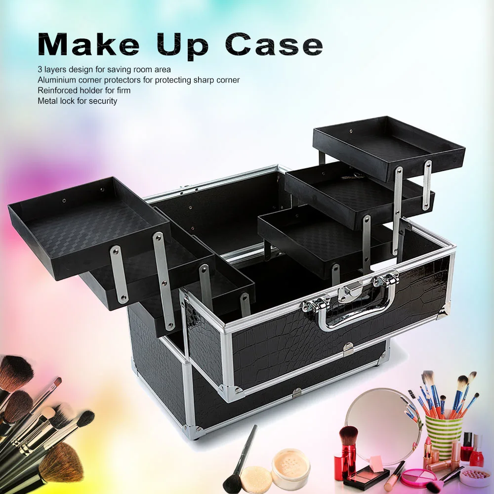 Large Cosmetic Organizer Box Hair Salon Storage Box Make up Case Cosmetic Tool for Make up Tools Lockable Containing Storage Box