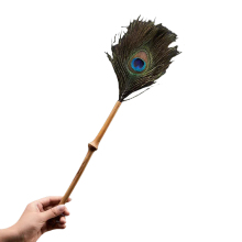 Handmade Purple Bamboo Root Feather Duster for Tea Table Dusting