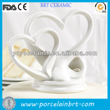 white double heart shaped ceramic wedding decoration items