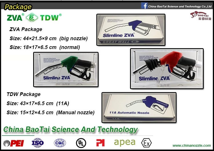 ZVA 3/4" Slimline automatic Nozzle gasoline diesel nozzle for single fuel dispenser