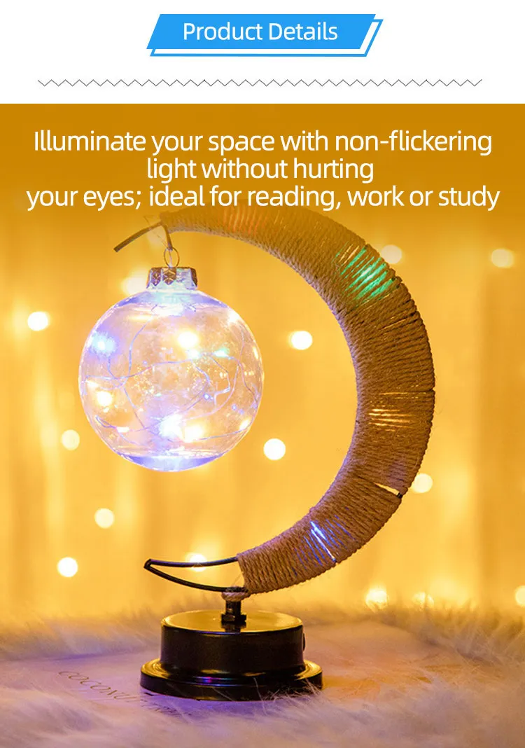 Enchanted 3D Moon Lamp with Twinkling Blue Star Lights