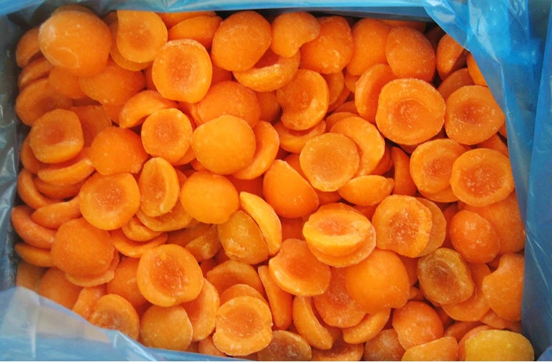 Nop EU Organic IQF Frozen Apricot Halves, Dices Golden Sun From China