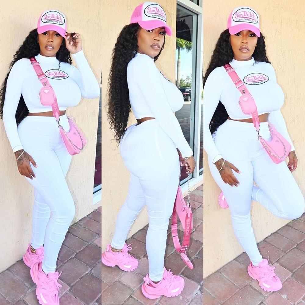 C7477 Fall 2020 Solid Jogger Suits Set Top And Pants Outfits Plus Size Women Clothing 2 Piece Tracksuit Sweat Pants Set
