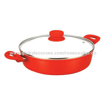 Ceramic non-stick forged low casserole pot, aluminum with stock pot coverNew