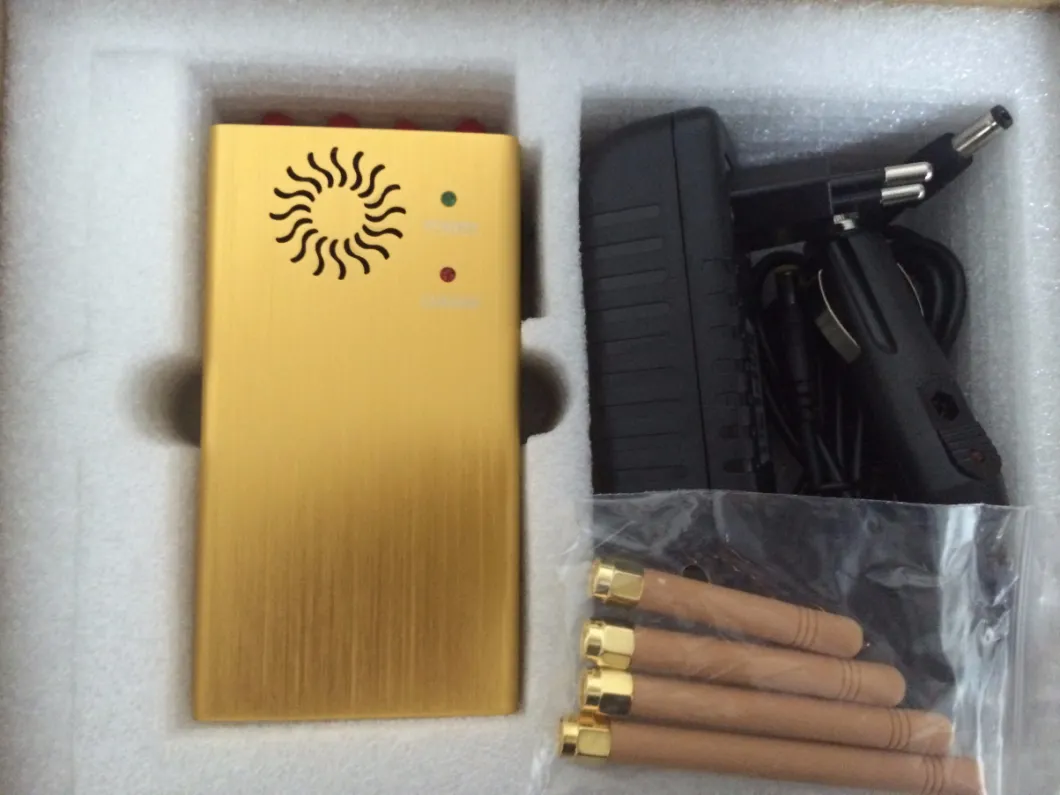 4-Antennas Gold Color Portable GSM Cell Phone Jammer Wi-Fi/GPS Jammer