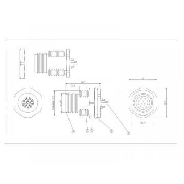 M12 9-17p bên dây chống nước nam