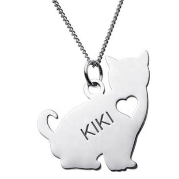 Personalized Stainless Steel Pet Collar Pendant - Yiwu Aceon Sitting Cat Silhouette