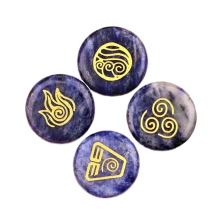 Sodalite 25MM Stone Disc Craved Greece Spiritual Symbols 4PCS/SET