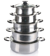 5PCS Stainless Steel Cookware Sets With Glass Cover