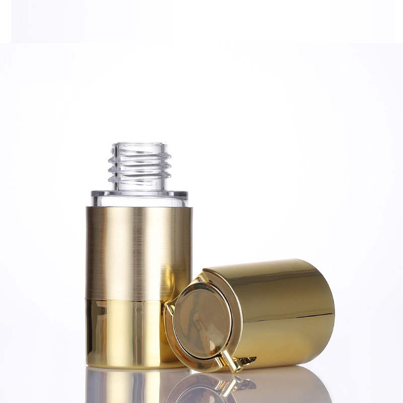 Botella de bomba de suero sin aire de plástico ABS de color dorado
