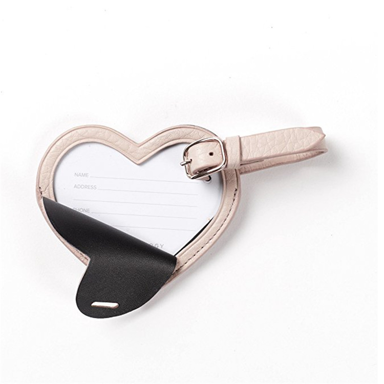 New Creative PU Leather Mini Heart-Shaped Luggage Tag Custom Factory Wholesale Travel Luggage Label Accessories Logo Pattern