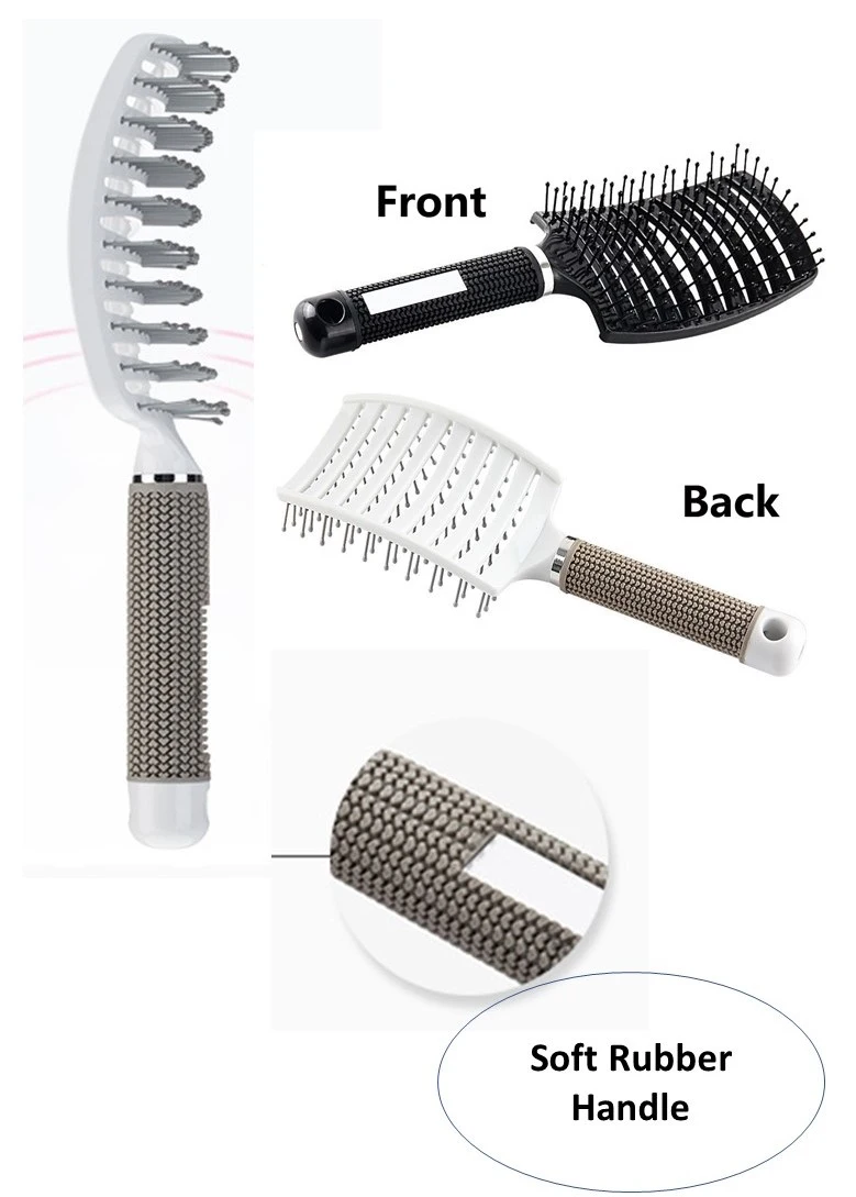 Pink Color Curved Vented Styling Hair Brush for Thick Hair
