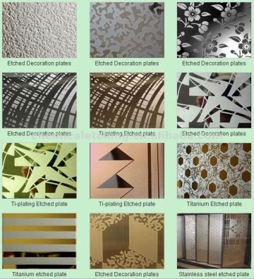 etched stainless steel decorative sheets/stainless steel decorative etching sheets/PVD coating stainless steel etched sheets