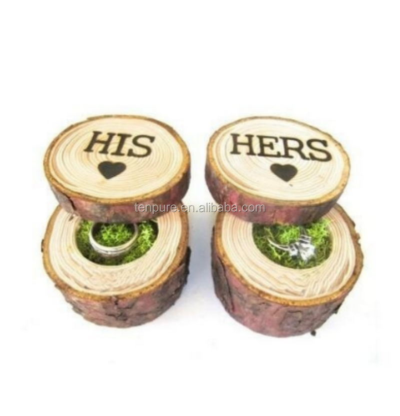 Vintage Wooden Printed Chic Wedding Ring Box Bearer Valentine Gifts For Girlfriend Boyfriend Engagement Ring Holder Organizer