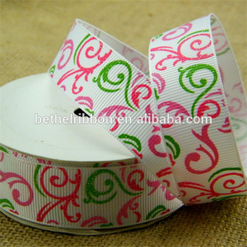 Wholesale glitter printed grosgrain ribbon