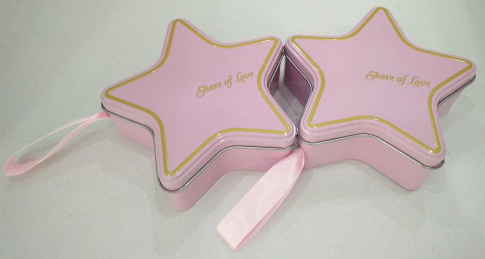 Custom printed star shape tin boxed for cookies