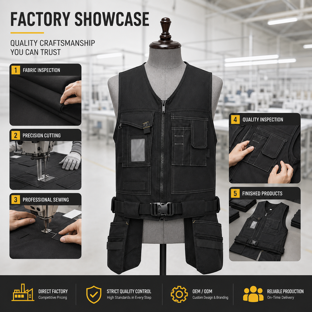 Регулируемый хлопковый сверхмощный универсальный рабочий жилет Adjustable Cotton Heavy Duty Multi Work Vest