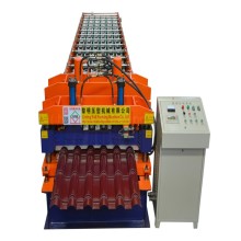china manufactures aluminum metal roofing stone coat floor hydrolic tile roll forming press machine