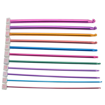 11 Mixed Sizes Multi-Color Aluminum Tunisian Crochet Hook Set Knitting Needles