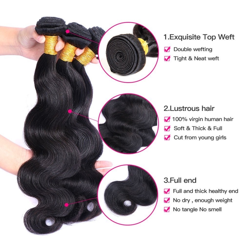 Raw Brazilian Virgin Hair Vendors Wholesale Raw Cuticle Aligned Brazilian Hair Bundles With Closure Body Wave Human Hair