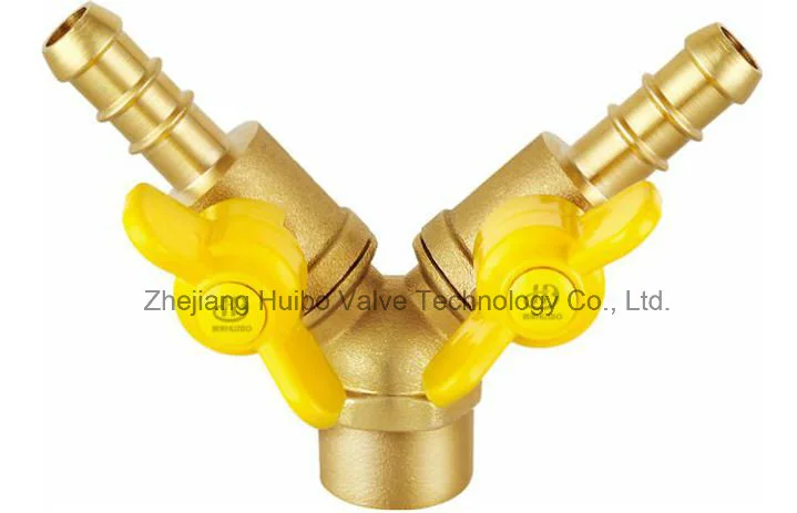 Female Thread Double Fork Brass Gas Valve 1/2''-3/4''inch