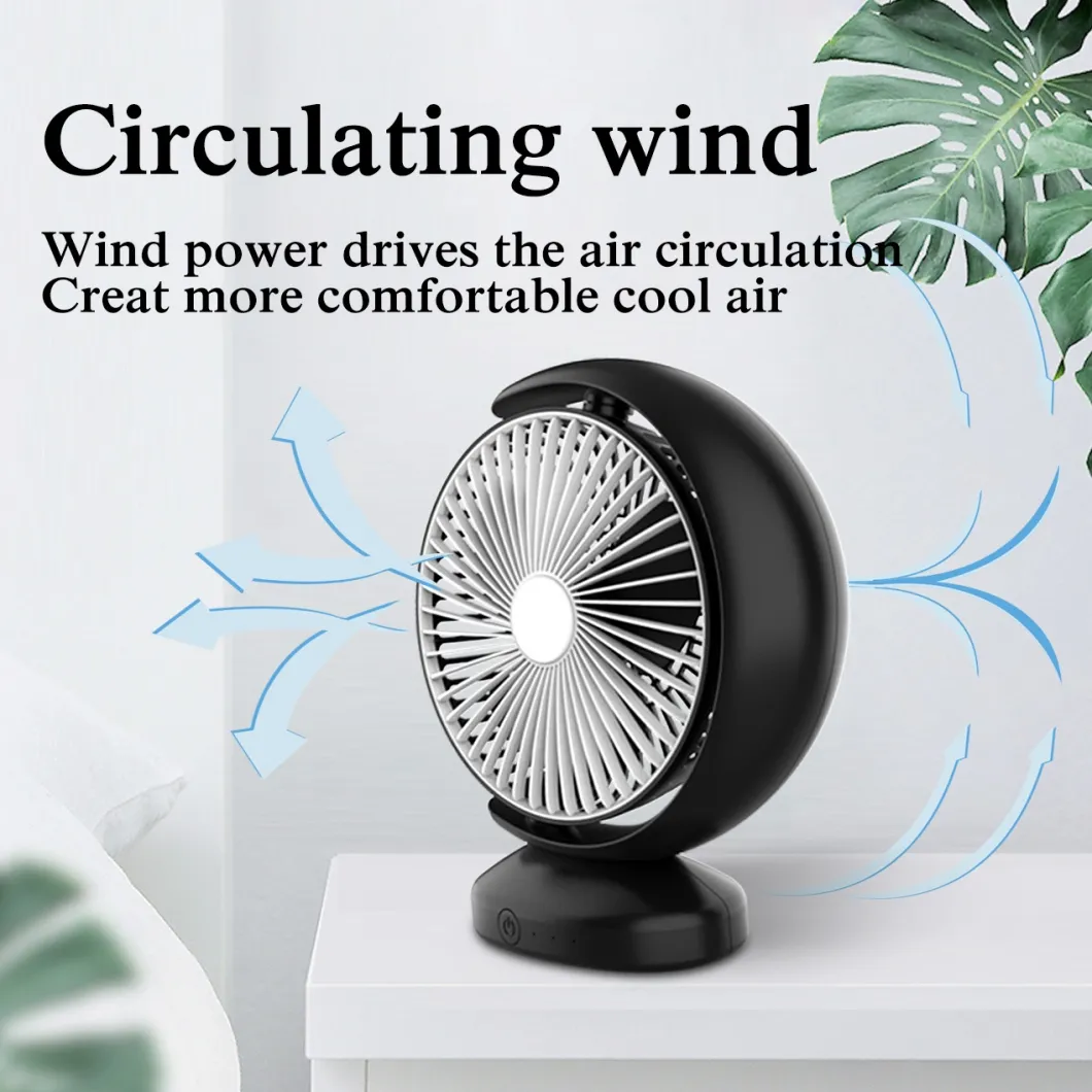 Rotating Plastic USB Rechargeable Table Desk Fan