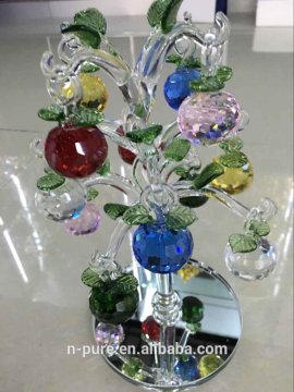 Cheap colorful crystal glass apple tree decorative apple tree for home gift