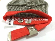 5 finger metal/stainless steel mesh glove with textile strap