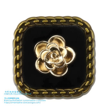 Retro flower flocked square metal buttons rose decoration highlights for coats trench coats sweaters and jackets