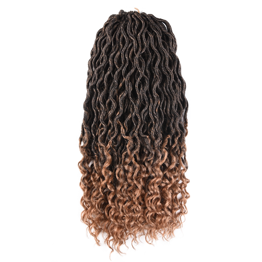 Wholesale 24 Strands Synthetic Crochet Hair Curly End Wavy Goddess Faux Locs Braid