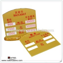 Acrylic Baccarat Max/Min Displayer Casino Baccarat Sign