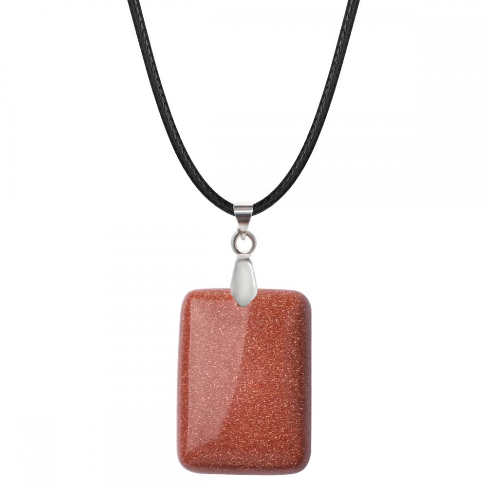 Aventurine verte 30x40 mm Collier cuboïde Men Rectangle Pendant