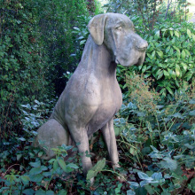 Hand carved natural granite stone dog sculpture