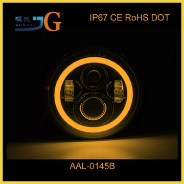 Led Lights Spare Parts 7Inch 45W Headlight With Yellow Halo Lights For Cars