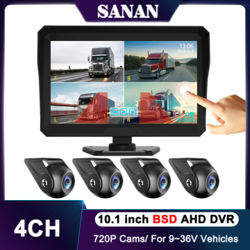 10.1 inç 4 kanallı araç monitör sistemi 2.5D Touch/BSD/Starlight Gece Görüşü/360 ° Video/Döngü Kayıt