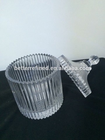 hand pressed crystal glass ribbed candy jar